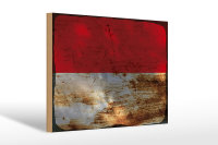 Holzschild Flagge Indonesien 30x20cm Flag Indonesia Rost