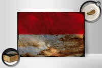 Holzschild Flagge Indonesien 30x20cm Flag Indonesia Rost