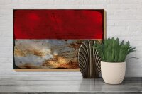 Holzschild Flagge Indonesien 30x20cm Flag Indonesia Rost