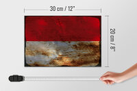 Holzschild Flagge Indonesien 30x20cm Flag Indonesia Rost