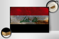 Holzschild Flagge Irak 30x20cm Flag of Iraq Rost