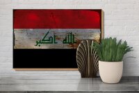 Holzschild Flagge Irak 30x20cm Flag of Iraq Rost
