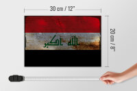Holzschild Flagge Irak 30x20cm Flag of Iraq Rost