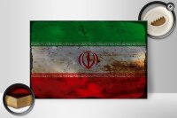 Holzschild Flagge Iran 30x20cm Flag of iran Rost