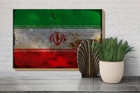 Holzschild Flagge Iran 30x20cm Flag of iran Rost