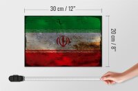 Holzschild Flagge Iran 30x20cm Flag of iran Rost
