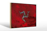 Holzschild Flagge Isle of Man 30x20cm Isle of Man Rost