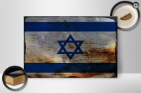 Holzschild Flagge Israel 30x20cm Flag of Israel Rost
