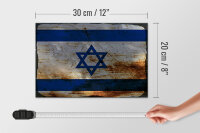 Holzschild Flagge Israel 30x20cm Flag of Israel Rost