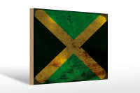 Holzschild Flagge Jamaika 30x20cm Flag of Jamaica Rost