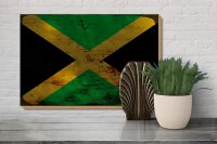 Holzschild Flagge Jamaika 30x20cm Flag of Jamaica Rost