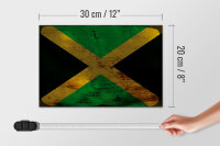 Holzschild Flagge Jamaika 30x20cm Flag of Jamaica Rost