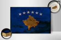 Holzschild Flagge Kosovo 30x20cm Flag of Kosovo Rost