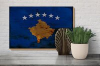 Holzschild Flagge Kosovo 30x20cm Flag of Kosovo Rost