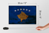 Holzschild Flagge Kosovo 30x20cm Flag of Kosovo Rost