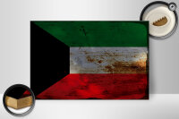 Holzschild Flagge Kuwait 30x20cm Flag of Kuwait Rost
