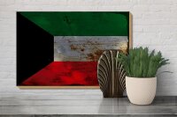 Holzschild Flagge Kuwait 30x20cm Flag of Kuwait Rost