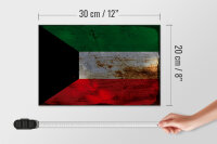 Holzschild Flagge Kuwait 30x20cm Flag of Kuwait Rost