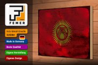Holzschild Flagge Kirgisistan 30x20cm Kyrgyzstan Rost