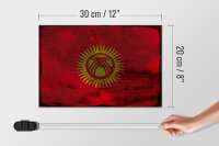 Holzschild Flagge Kirgisistan 30x20cm Kyrgyzstan Rost