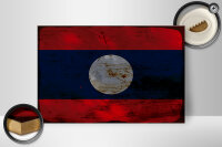 Holzschild Flagge Laos 30x20cm Flag of Laos Rost