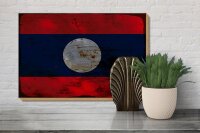 Holzschild Flagge Laos 30x20cm Flag of Laos Rost