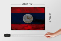 Holzschild Flagge Laos 30x20cm Flag of Laos Rost
