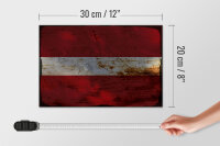 Holzschild Flagge Lettland 30x20cm Flag of Latvia Rost