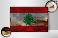 Holzschild Flagge Libanon 30x20cm Flag of Lebanon Rost
