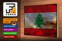 Holzschild Flagge Libanon 30x20cm Flag of Lebanon Rost