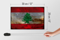 Holzschild Flagge Libanon 30x20cm Flag of Lebanon Rost