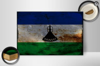 Holzschild Flagge Lesotho 30x20cm Flag of Lesotho Rost