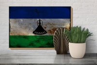 Holzschild Flagge Lesotho 30x20cm Flag of Lesotho Rost