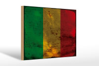 Holzschild Flagge Mali 30x20cm Flag of Mali Rost