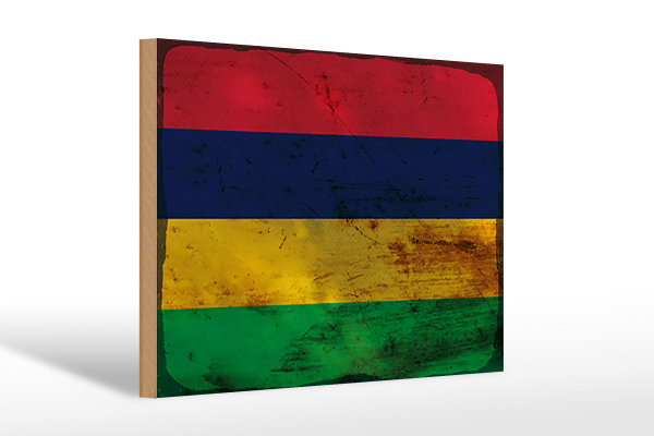 Holzschild Flagge Mauritius 30x20cm Flag Mauritius Rost