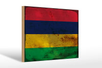 Holzschild Flagge Mauritius 30x20cm Flag Mauritius Rost