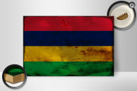 Holzschild Flagge Mauritius 30x20cm Flag Mauritius Rost