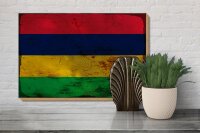 Holzschild Flagge Mauritius 30x20cm Flag Mauritius Rost