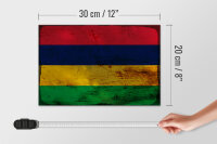 Holzschild Flagge Mauritius 30x20cm Flag Mauritius Rost