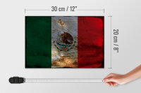 Holzschild Flagge Mexiko 30x20cm Flag of Mexico Rost