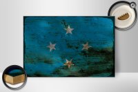 Holzschild Flagge Mikronesien 30x20cm Micronesia Rost