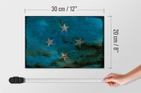 Holzschild Flagge Mikronesien 30x20cm Micronesia Rost
