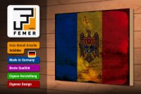 Holzschild Flagge Moldau 30x20cm Flag of Moldova Rost
