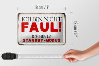 Blechschild Spruch 18x12cm bin nicht faul im standby Modus