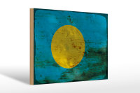 Holzschild Flagge Palau 30x20cm Flag of Palau Rost
