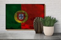 Holzschild Flagge Portugal 30x20cm Flag of Portugal Rost