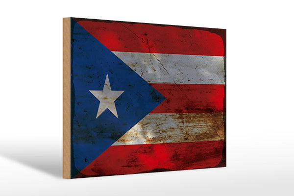 Holzschild Flagge Puerto Rico 30x20cm Puerto Rico Rost