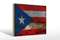 Holzschild Flagge Puerto Rico 30x20cm Puerto Rico Rost