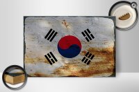 Holzschild Flagge Südkorea 30x20cm Flag South Korea Rost