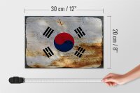 Holzschild Flagge Südkorea 30x20cm Flag South Korea Rost